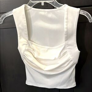 Cider White Monochrome Elegance in a Sleeveless Ribbed Top. Sz. XS. Like New